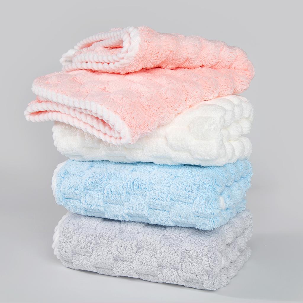 Cloud Grid, Marshmallow Coral Fleece Towel, Soft, Water-absorbing and Quick-drying, No Hair Loss Towel, Soft Household Adult Towel