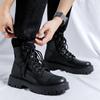 2025 Autumn Winter Thick Base Cloth Mid-Top Boots Men British Trend Boots High-Top Korean Casual Shoes Motorcycle Boots for Men