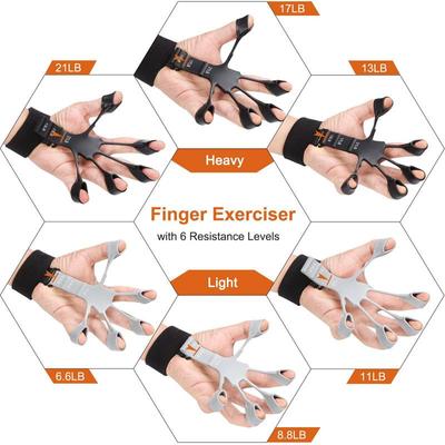 2pcs Finger Gripper Finger Exerciser Guitar Finger Exerciser 6 Resistant Levels Recovery Physical Tools Hand Strengthener