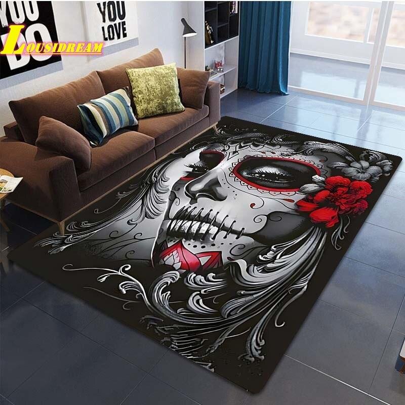 Skull Face Girls Fashion Print Rug Home Decor Rug Living Room Bedroom Dining Bathroom Balcony Rugs Floor Mats Teen Room Decor