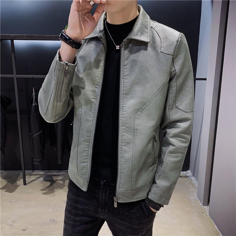 Autumn new men's leather jacket casual jacket PU leather locomotive trend slim handsome jacket men's clothing