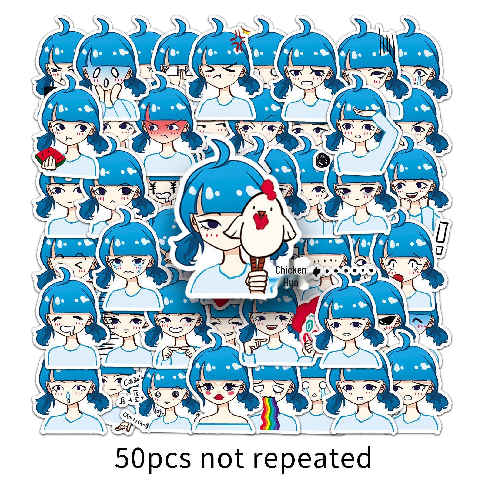 50 Unique Cartoon Hand-Drawn Expression Emoji Stickers for Planners and Guka Notebooks