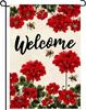 Welcome Spring Summer Geranium Garden Ag 12x18 Double Sided Burlap Decor PPZ