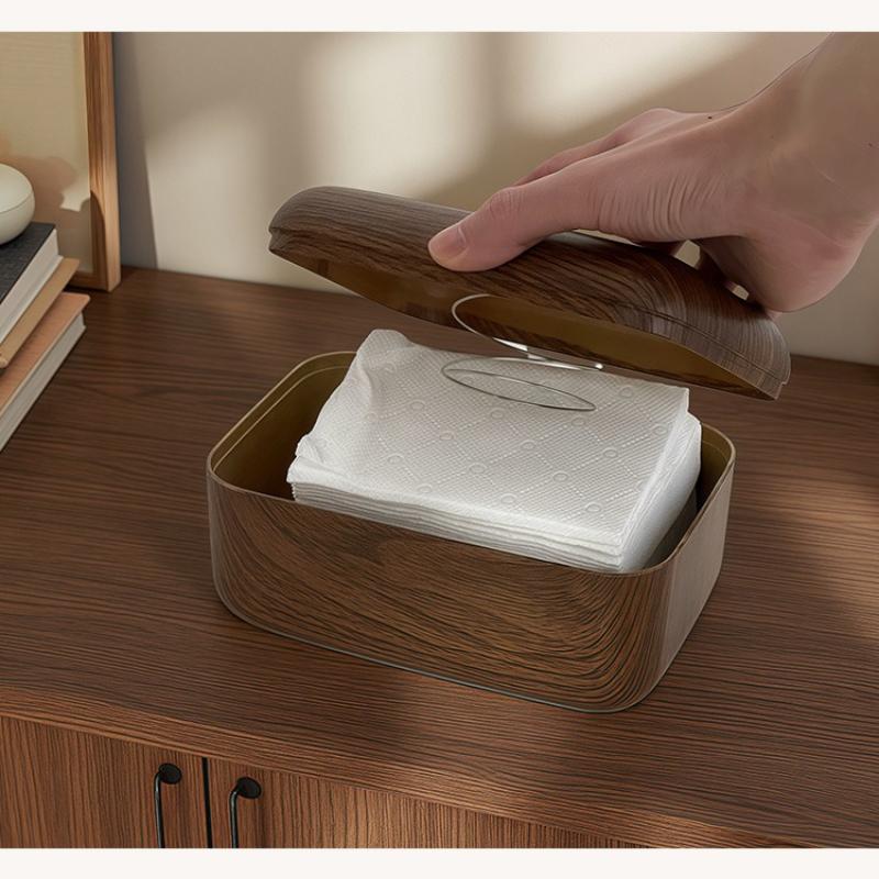 Vintage Wooden Tissue Box Creative Napkin Holder for Living Room HomeRustic Wood Style Tissue Container for Coffee Table