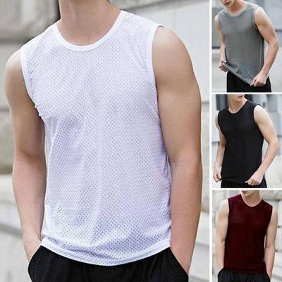 Übergroße, atmungsaktive, ärmellose Tanktops, Sommer, schnell trocknend, für Sport, Fitness, Herren, Weste, reine Farbe, Unterhemden