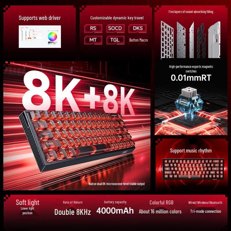 AOC K68 Tri-Mode Magnetic Switch Gaming Keyboard