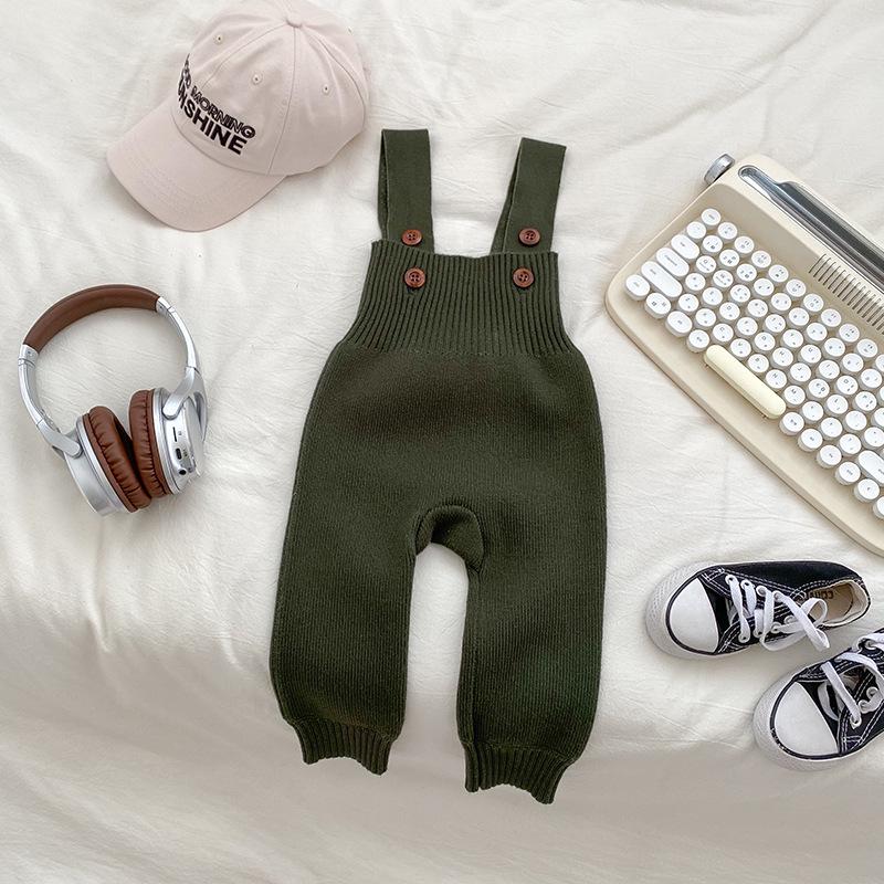 Autumn Knit Infant Romper: Korean-Style Overalls for Baby Boys & Girls
