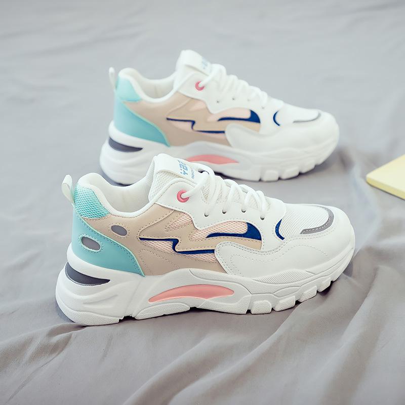 Fashion Shoes Female 2025 Mesh Women's Vulcanize Shoes Mixed Color Outdoor Platform Lace Up Women Sneakers Versatile Ladies Casual Shoes