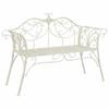 Panca da Giardino 2 Posti 130 x 47 x 90 cm Acciaio Bianco Antico