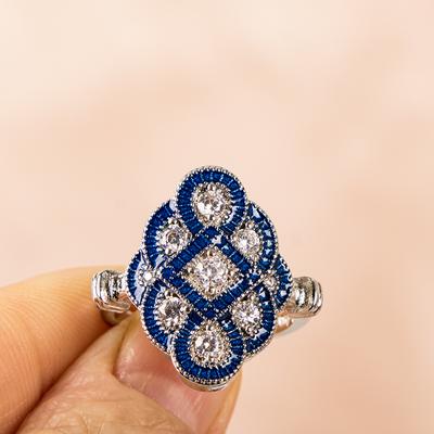 Cella City Women Sapphire Ring Silver 925 Jewelry with 5A Zircon Fine Jewelry Gift for Charm Lady Wedding Party Gift Size 6-10