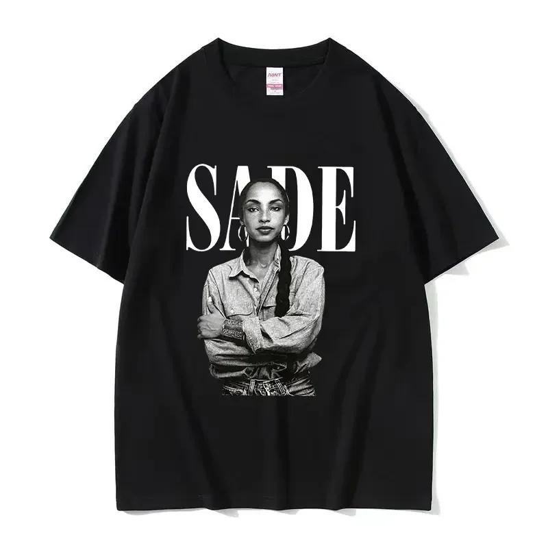 90s Singer SSade Print Graphic T Shirt Men Women Hip Hop Vintage Short Sleeve Tshirts Cotton Oversized Tshirt Streetwear