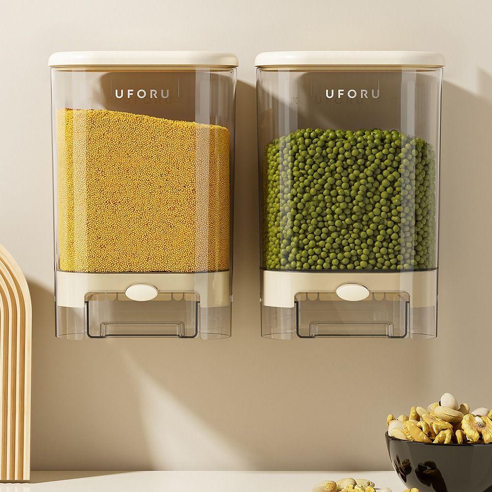Plastic Sealed Rice Dispenser Wall Mounted Rice Dispenser Tank  Kitchen Accessories