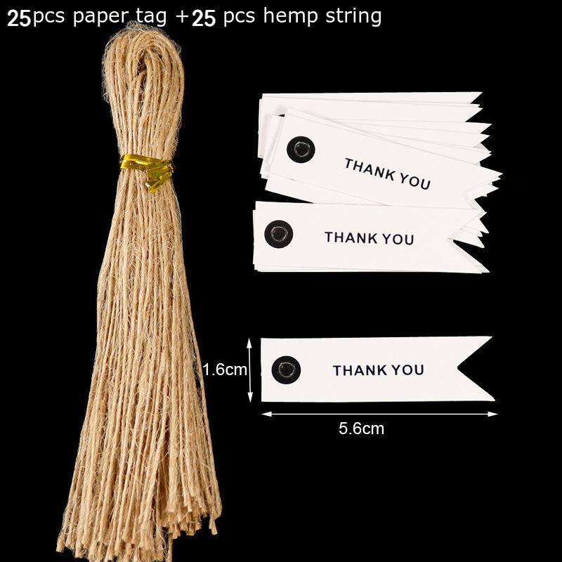 

25pcs Thank You/Merci Favor Tags With Jute String,Wedding Party Gift Box Decor Cookies Cake Box Tag