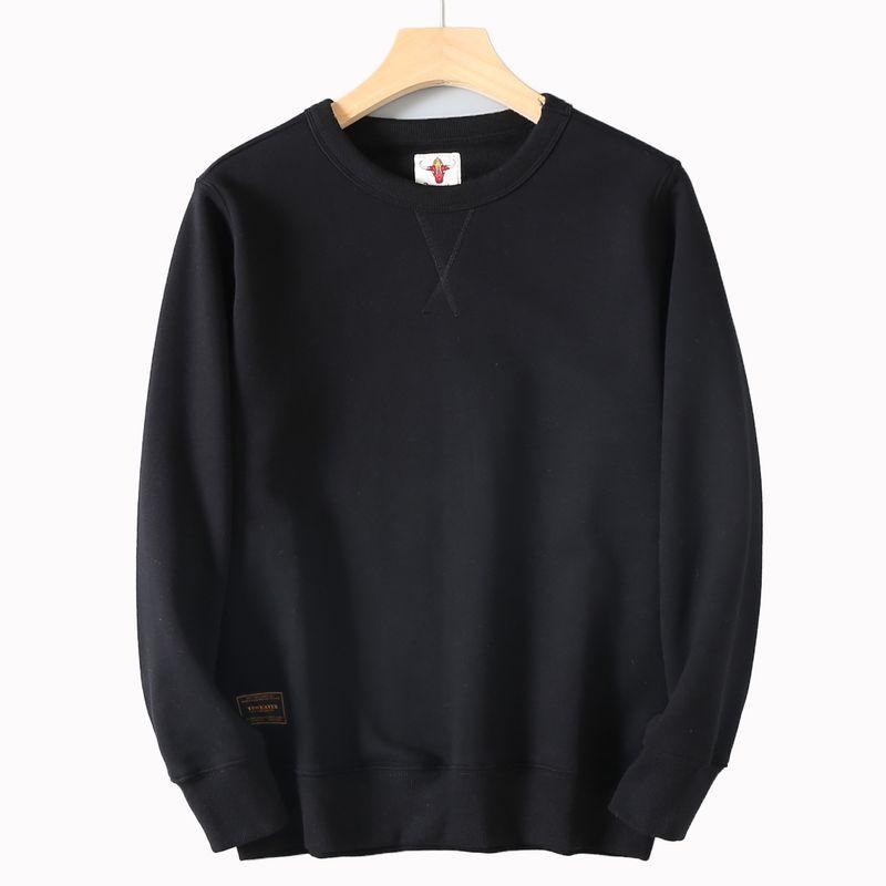 Heavyweight Washed Solid Color Retro Versatile Loose Round Neck Pullover Sweatshirt Autumn and Winter Unisex Fleece Warm Casual Jacket