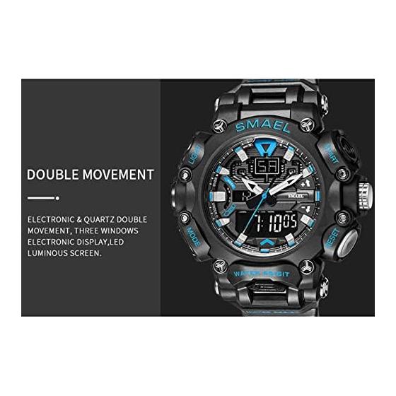 Men's Fashion Watch, Outdoor Sports Analog Digital Waterproof Electronic Watch, LED Backlight Multifunction Chronograph with Date, Alarm, Stopwatch,