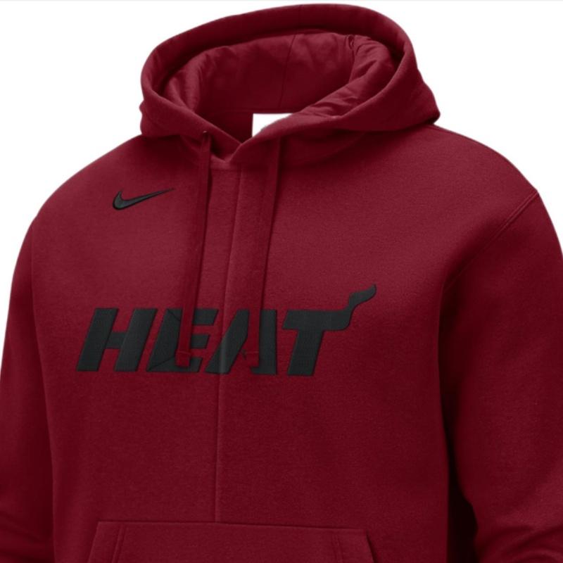 Nike Nba Miami Heat Courtside Team Logo Fleece Pullover Loose Fit Hoodie DR9328-608