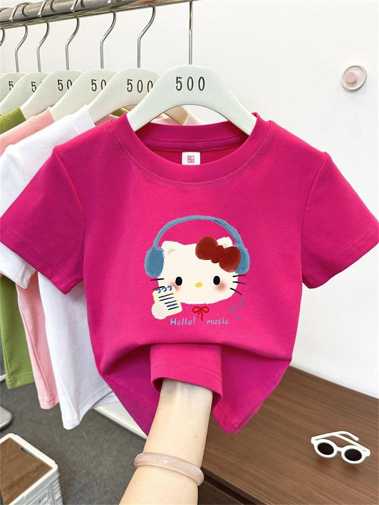 Kids Summer Cotton Cartoon T Shirt Loose Short Sleeve Round Neck Top For Boys And Girls