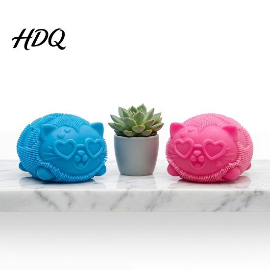 Cat Stress Ball Mini Fuzz Squeeze Toy Relief Fuzzy Fidget Animal Focus Aid Relaxation Anxiety Relieving Office Desk