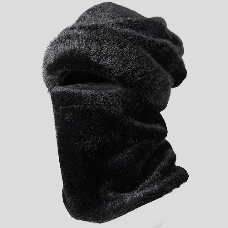 Fashion Custom Thickened Thermal Cycling Plush Full Face Cover Men Winter Warm Face Mask Balaclava One Size чёрный
