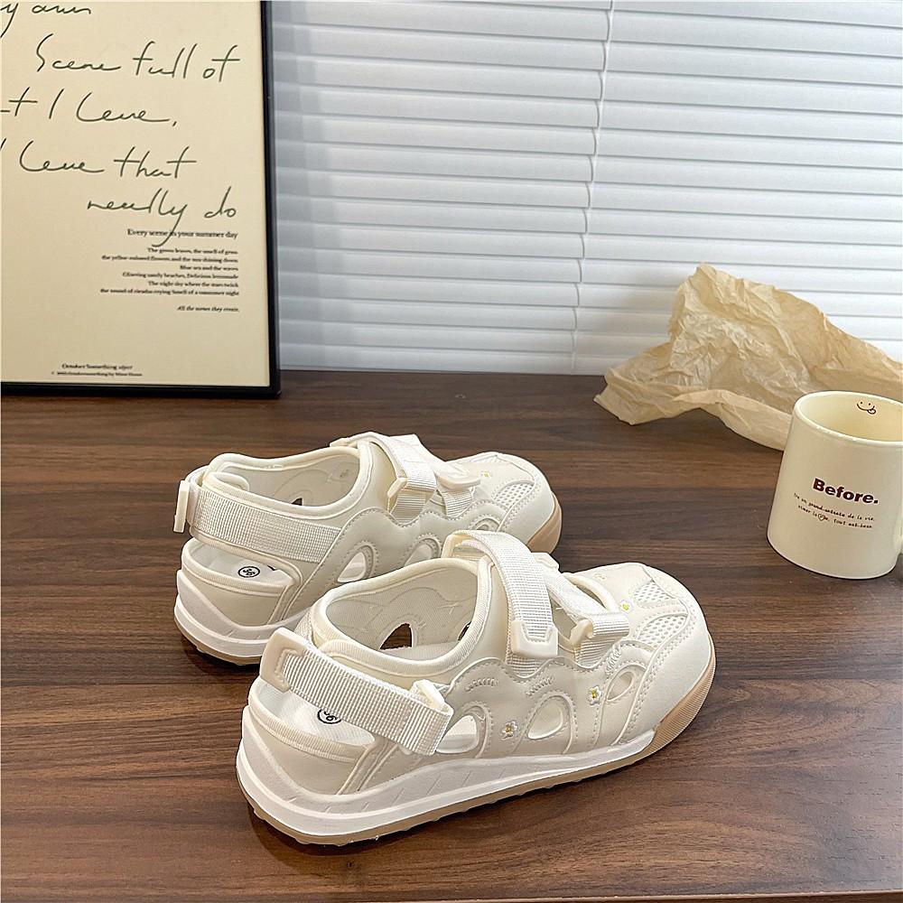 

Cream little white shoes women s summer new hollow sandals niche board shoes tide 40