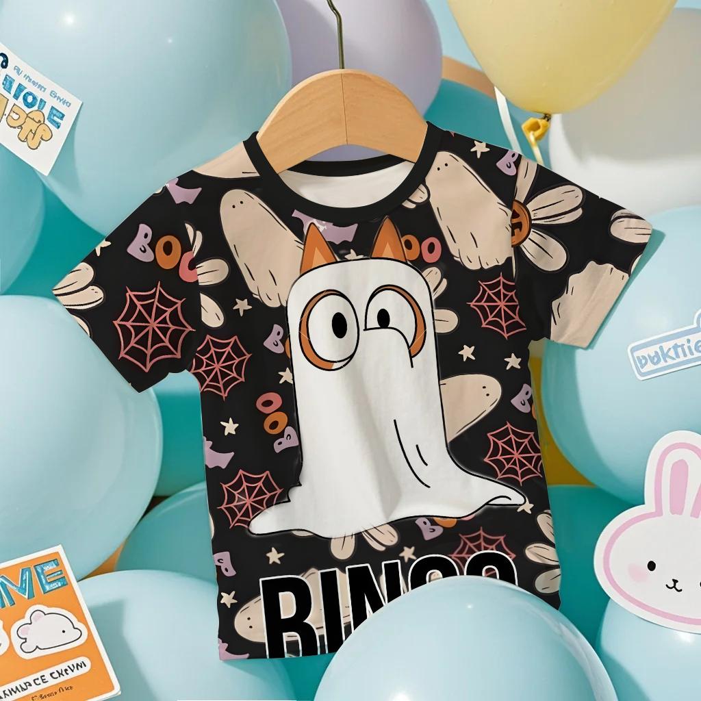 T-shirt Estiva 3D Manica Corta Bluey per Bambini, Fresca, Asciugatura Rapida, Stampa Cartoni Animati Anime, Maglietta Traspirante per Ragazzi e Ragazze 2026