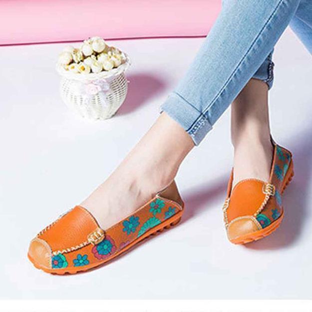 Elegant Women Leather Shoes Loafers Soft Leisure Flats Female Casual Shoes Size 36-44