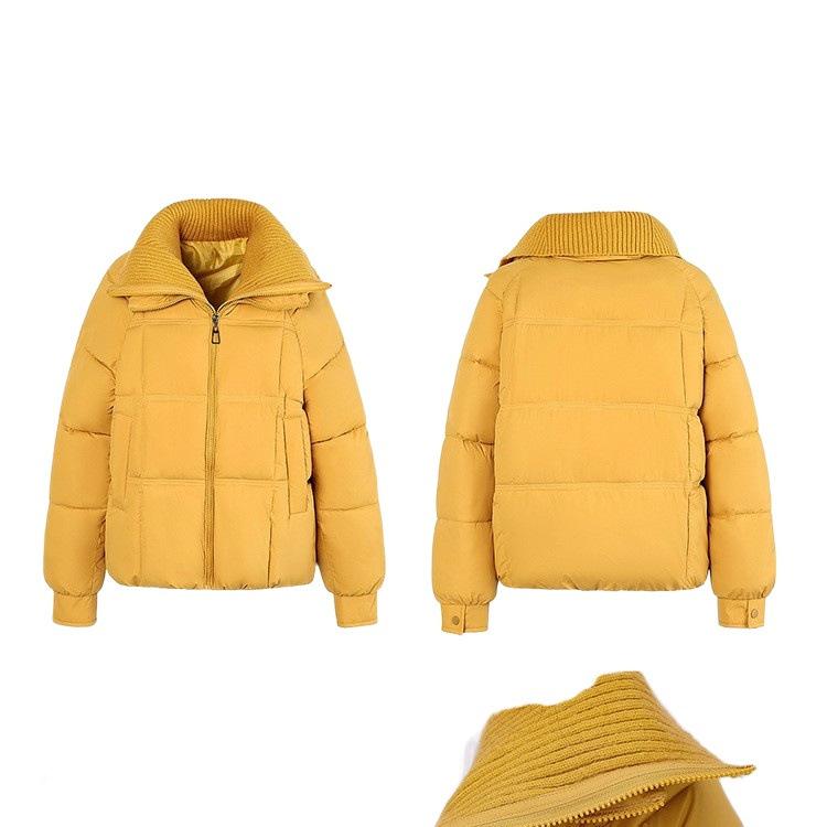 Women in cotton-padded clothes look good in winter and are versatile. This year's popular leather jacket short lapel knitted jacket warm cotton-padde