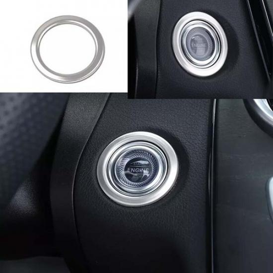 For Benz C-Class 2016-21 Car Inner Engine Start Stop Button Trim Sliver Titanium