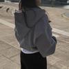Women Hoodies Retro Solid Color Zip Up Oversized Sweatshirts Harajuku Korean Version Long Sleeve Hooded Jackets Coat