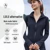 Куртка для йоги Lulu NULS Nude Feel: Жіночий приталений спортивний одяг, комір-стійка, на блискавці, сонцезахисний, для схуднення
