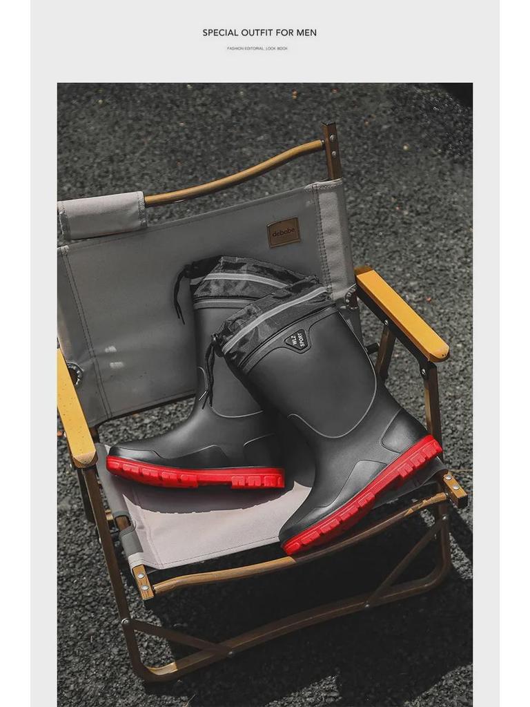 Bottes de Pluie en Caoutchouc Imperméables et Antidérapantes pour Hommes, Style Coréen Tendance, Pêche et Extérieur