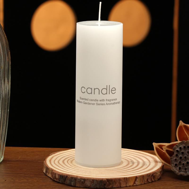 Ivory White Large Round Pillar Scented Candles for Romantic Wedding and Hotel Décor
