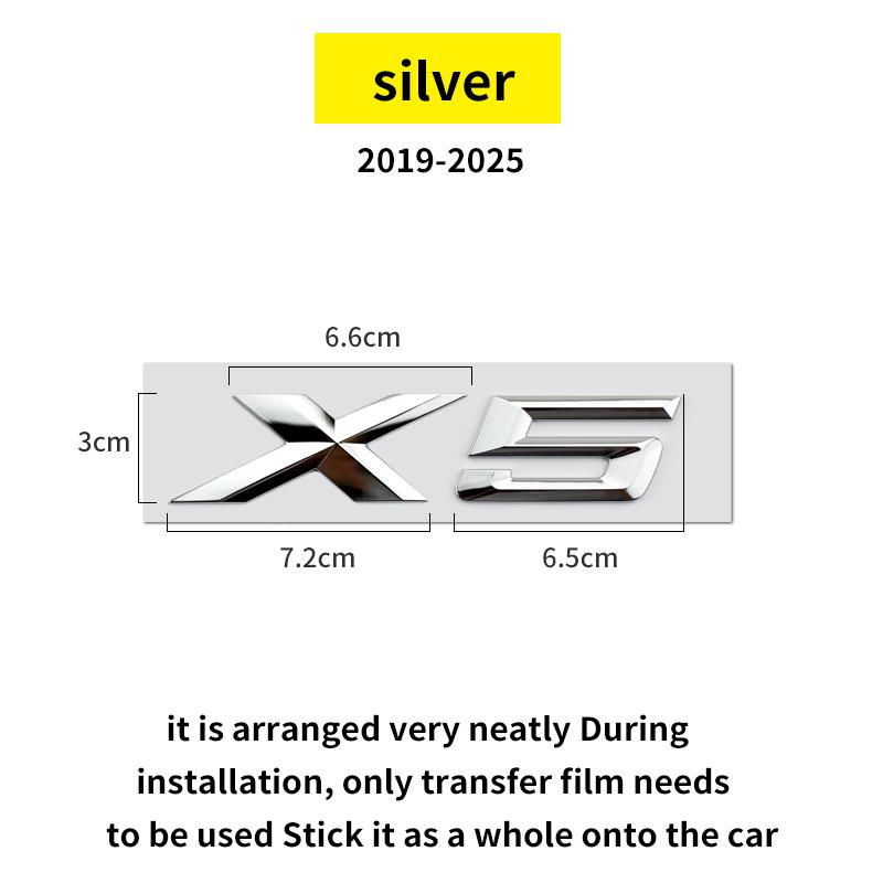 Suitable for BMW X1 X2 X3 X4 X5 X6 X7 F49 U12 F39 G08 G18 F15 F25 F26 G01 G02 G05 G06 G07  and Tail Letters Silver Black