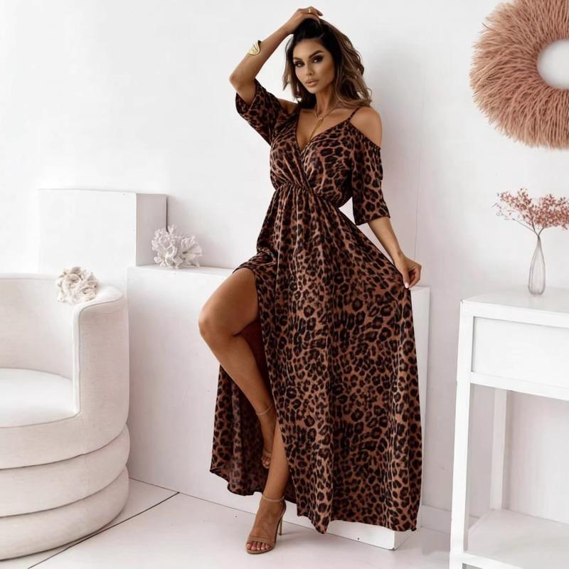 Women's Summer Long Dress Elegant A Line Solid Color Sexy Suspender Short Sleeve Evening Dress Women Loose Casual Seaside Vacation Female Dresses New
