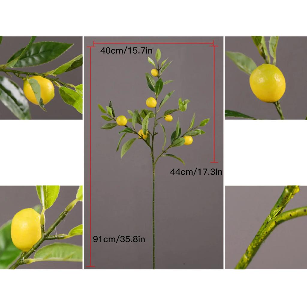 Artificial Lemon Yellow Berries Branch Wedding Home Party Decor Simulation Flower Arrangement LemonTree Decor Imitation Plants