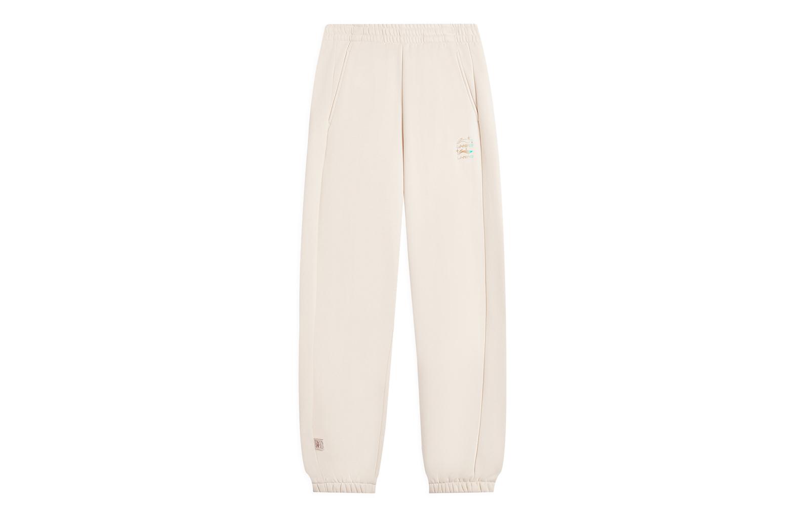 Li Ning Knitted Sweatpants Women s Swan White Thickened Cuffed Pants AKLSB42-5 XL