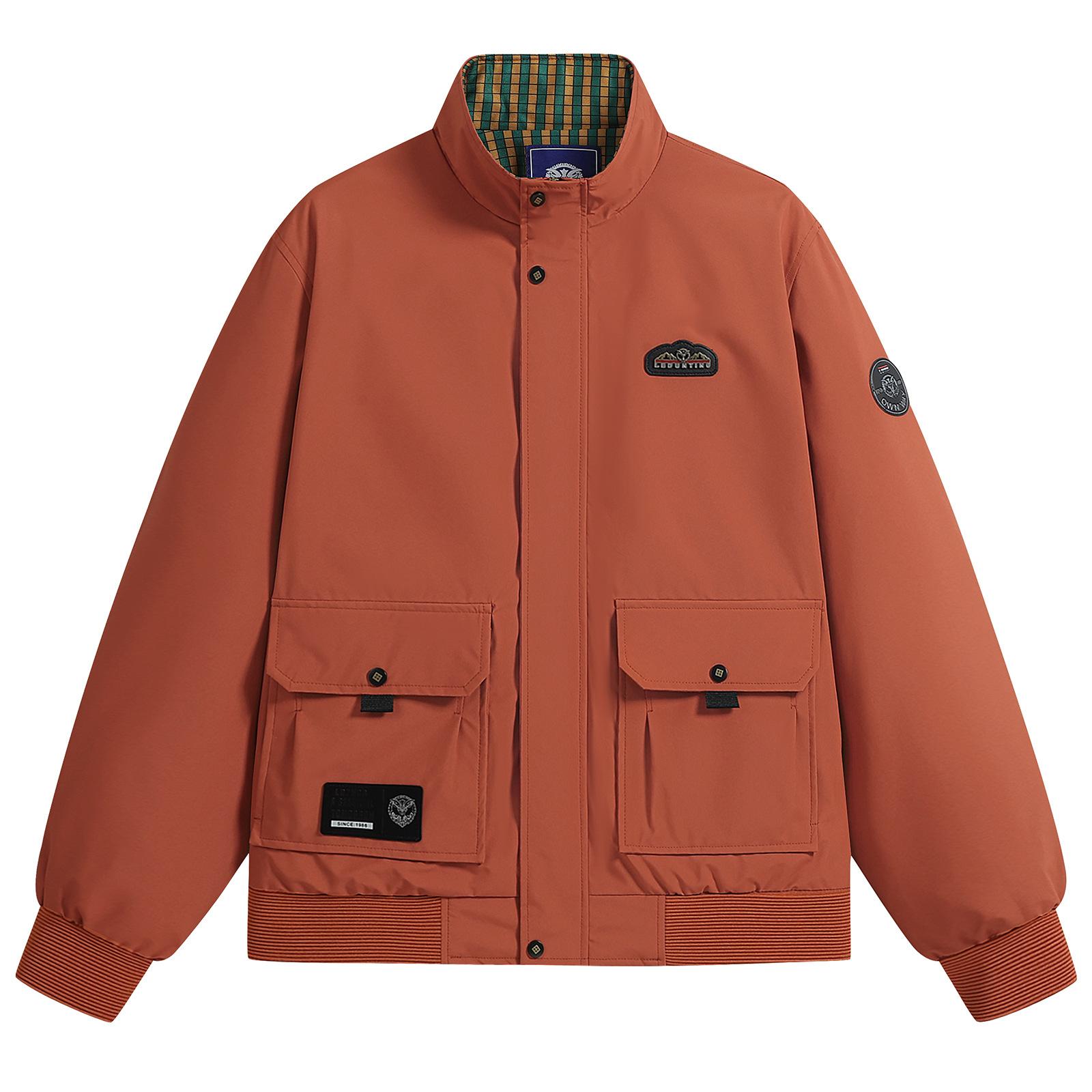 

Jacket Embroidered Stand Collar Jacket Men s Jacket Handsome Casual Work Jacket Multi-pocket 3XL