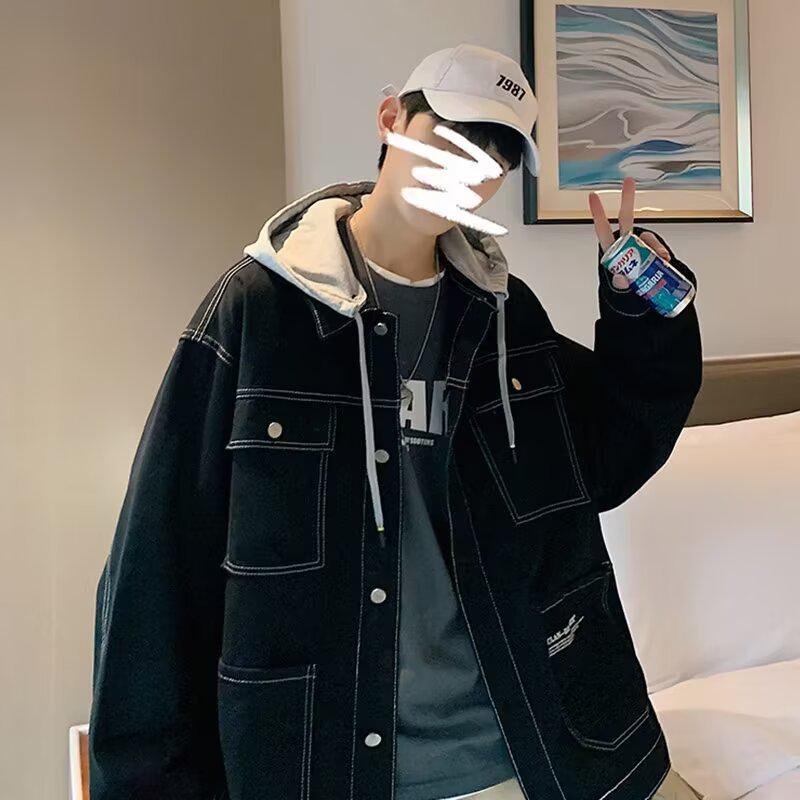 Trendy Japanese Style Hooded Denim Jacket - Youthful, Artistic, and Versatile for Spring and Autumn
