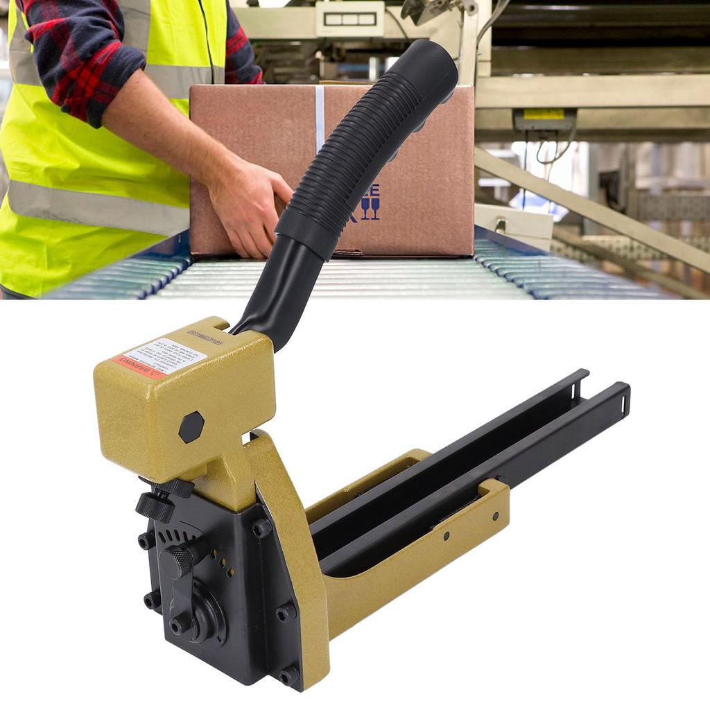 Cordless Handy Tacker for Cardboard Manual Carton Closure Stapler with Depth Nail Gun and Staple Handle Office Tool Sealers, Adjustment, Puller, Lock,