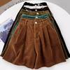 Women's Retro Corduroy High-Waisted A-Line Shorts - Slim, Casual, Wide-Leg Style for Autumn/Winter 2023