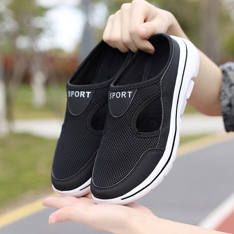 Women Slippers and Sandals 2025 Summer Fashion Casual Mesh Beach Slippers Slip in White Flat Shoes Outdoor Couple Home Slippers