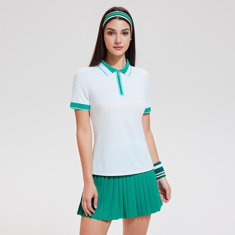 

Женская дышащая приталенная рубашка поло для тенниса и гольфа - Летняя одежда для активного отдыха с коротким рукавом L