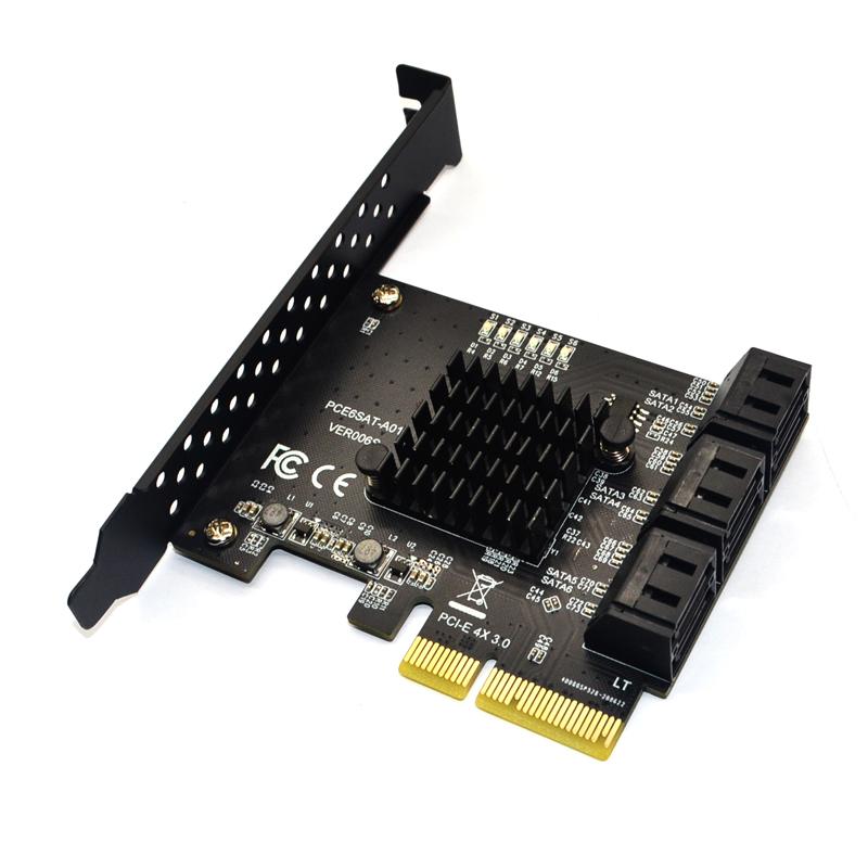 6 Port SATA 3 PCI Express Expansion Card PCI-E/PCIE SATA Controller SATA Multiplier SATA3 6Gbps ASMedia ASM1166 Chip for HDD SSD