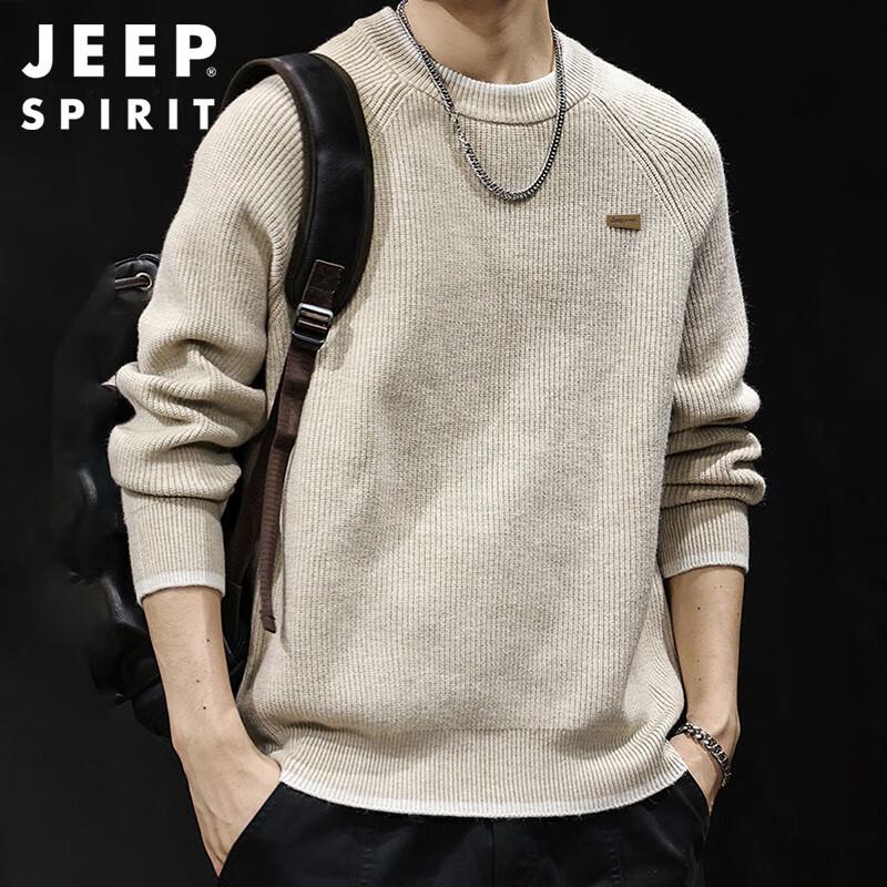 JEEP SPIRIT Men's Loose Fit Heavy Knit Pullover Sweater