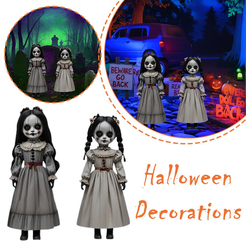 2pcs Halloween Ghost Doll Ground Decoration 2D Scary Doll Ground Plug-in Board outdoor horror ghost doll decorations Ornament