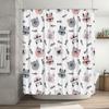 Decorative Cat Pattern Shower Curtain Pink Gray Colorful Cats Design Bathroom Accessories Soft Fabric Waterproof (White)