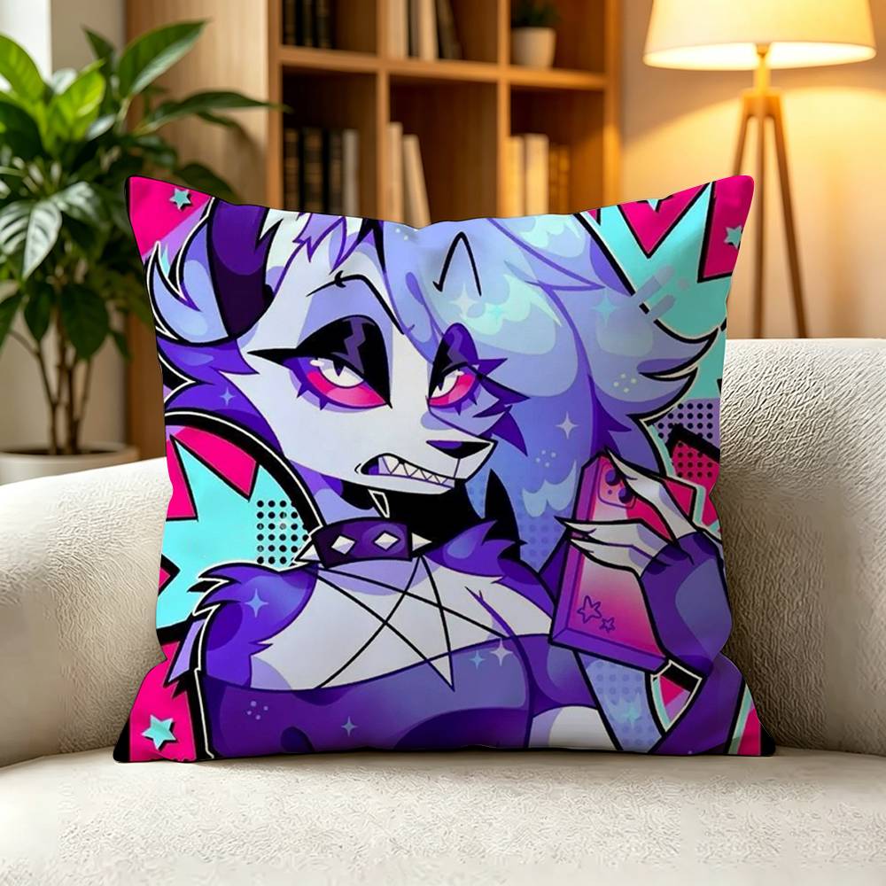 HHelluva Boss Loona Hellhound Teen Demon Pillow Case Square DoubleSided Sofa Cushion Cover Bedroom Bedside Pillow