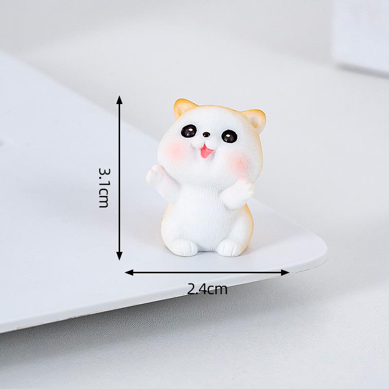 Naughty Resin Small Cat Figurine Mini Cartoon Kitten Ornaments 3D Cat Desktop Decoration Creative Car Mounted Figurines