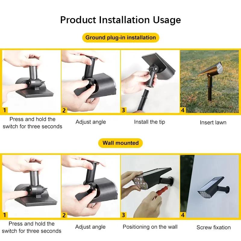 Ultra Bright 7 LED Solar Spot Lights – IP65 Waterproof Outdoor Landscape Lamp with Adjustable Brightness for Garden Lawn Wall Decoration