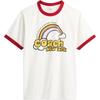 Cotton Rainbow Pattern Trim Round Neck Short Sleeve T-Shirt Men Tops White CBL84-Y05